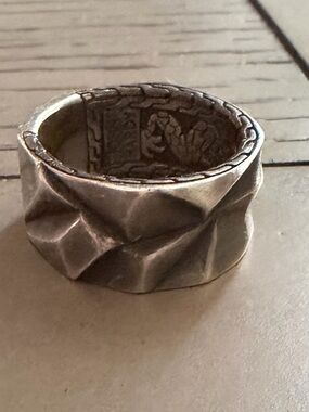 John Hardy 925 Sterling Silver Ring Sz 10 Heavy Geometric Band Rare No Pouch/Box